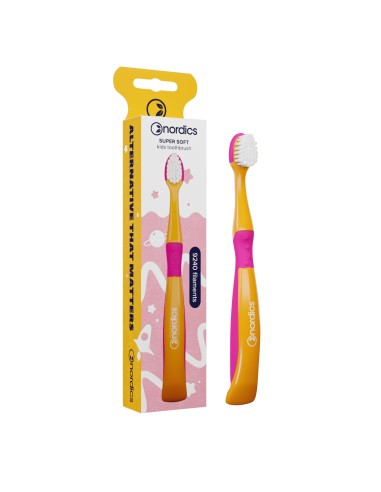 Periuta de dinti copii PREMIUM, 9240 filamente, super moale, portocaliu, Nordics                    