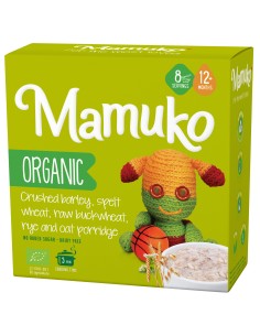 Porridge din 5 cereale orz, spelta, hrisca, secara si fulgi de ovaz bio, 12+ luni, 200g Mamuko      