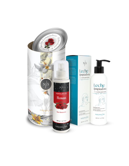 Pachet ingrijire faciala, Lapte demachiant 200 ml + Hidrolat de trandafir 200 ml