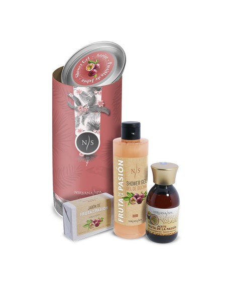 Pachet ingrijire, gel de dus de fructul pasiunii, ulei de fructul pasiunii si sapun