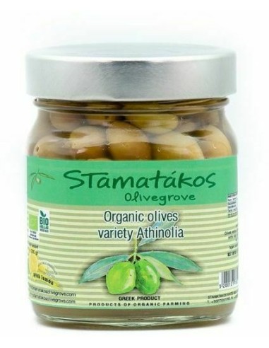 Masline verzi Athinolia cu cimbru si lamaie, bio, 290g, Stamatakos Olivegrove                       