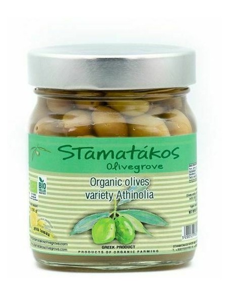 Masline verzi Athinolia cu cimbru si lamaie, bio, 290g, Stamatakos Olivegrove                       