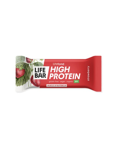 Lifebar baton proteic cu capsuni, bio, 40g                                                          
