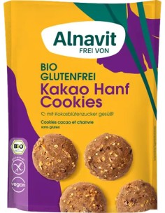 Biscuiti cu seminte de canepa si cacao fara gluten, bio, 125g Alnavit                               