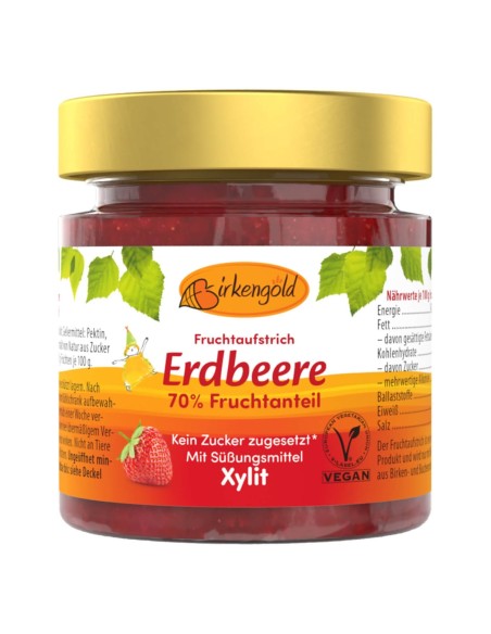 Gem de capsuni fara zahar, indulcit cu Xylitol, 200g, Birkengold                                    