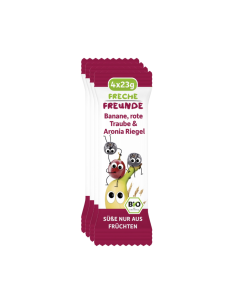 BATON DIN CEREALE CU BANANE, STRUGURI SI ARONIA BIO 4 BUC X 23G Erdbar                              