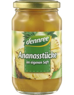 Ananas bucati in suc de ananas bio 350g Dennree                                                     