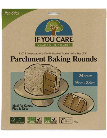 Hartie de copt rotunda, nealbita, fara clor, compostabila, 24 buc, If You Care                      
