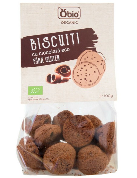 Biscuiti cu ciocolata fara gluten bio 100g Obio                                                     
