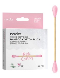 Betisoare din bumbac si bambus, 100buc, roz                                                         
