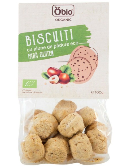 Biscuiti cu alune de padure fara gluten bio 100g Obio                                               