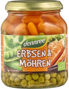 Mazare si morcovi la borcan bio 350g Dennree                                                        