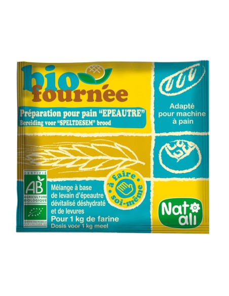 Mix din grau spelta si drojdii pentru paine, bio, 35g, Nat-ali                                      