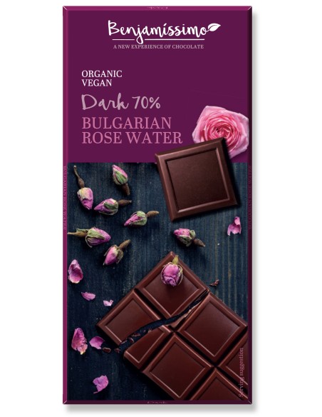 Ciocolata cu apa de trandafir bio, 70g, Benjamissimo                                                