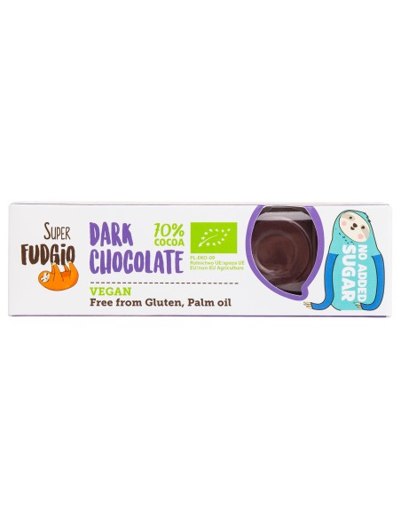 Baton de ciocolata neagra fara zahar adaugat, bio, 40g, Super Fudgio                                