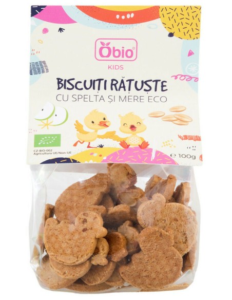 Biscuiti ratuste cu spelta si mere bio 100g Obio                                                    