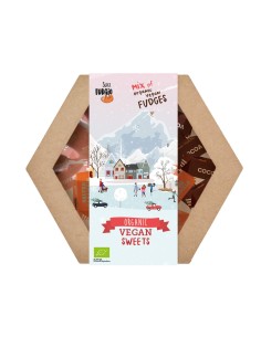 Cutie cadou de Craciun cu caramele asortate, bio, 195g, Super Fudgio                                